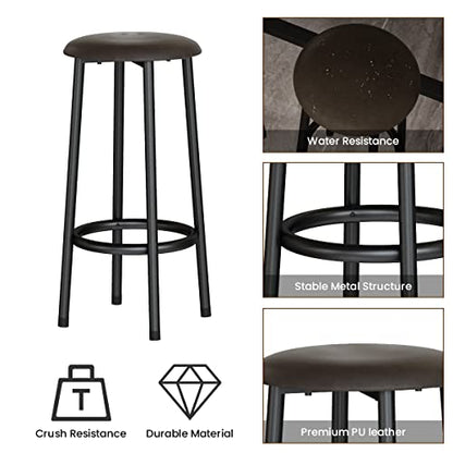 AWQM 47.2" Bar Table Set of 2,Faux Marble Pub Height Table and Chairs Set of 2 with Upholstered Stools,3 Piece Bar Table and Chairs Set Dining Table Set for Living Room,Kitchen,Bar,White & Brown - style: Modern 47.2"