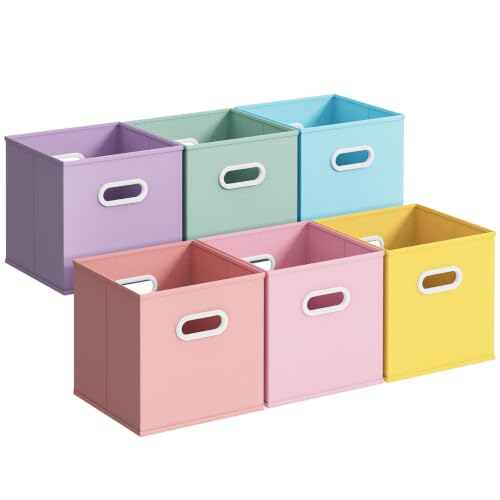 Stero Fabric Storage Cubes Bins, 13 inch Fun Colored Foldable Storage Baskets with Dual Plastic Handle for Home, Kids Room, Closet and Toys Organization, Multi Colored, Set of 6 - size: 13 IN