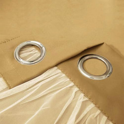 INLINAS Blackout Curtains with Sheer Overlay, Gold, 52x108 Inches | Grommet Top Double Layer Curtains for Bedroom and Living Room Thermal Reduction Light Blocking and Energy Saving, Set of 2 - color: Gold, size: 52"W x 108"L (Pack of 2)