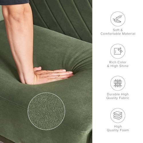 mopio 76.4" Futon Sofa Bed Chevron Styled, Sleeper Couch (Olive Green Velvet) - color: Olive Green Premium Velvet