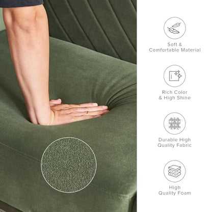 mopio 76.4" Futon Sofa Bed Chevron Styled, Sleeper Couch (Olive Green Velvet) - color: Olive Green Premium Velvet