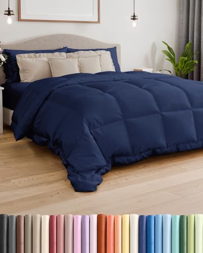 Comforter Twin Size - Down Alternative Duvet Insert - Navy Blue, 68" x 88" | Soft & Comfy, Quilted White Comforter with Corner Tabs, Box Stitched Down Alternative Bedding for Men, Women, Kids & Teens - color: 07 - Navy Blue, size: Twin (68" x 88")