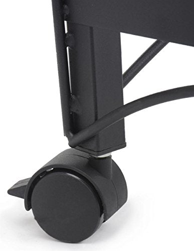 Displays2go 14.5" w Wire Shelving Unit with Locking Wheels | Black, 3 Display Levels, Retail Store Fixture, Includes Removable Sign Holder, NCYRR10BK