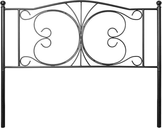 Floral Metal Headboards, Adjustable Height Iron Frame, Farmhouse Rustic Style, Elegant and Durable Design, Easy Assembly, Universal Fit for Kids & Adults, King Size, Black Finish - size: King, style: Floral