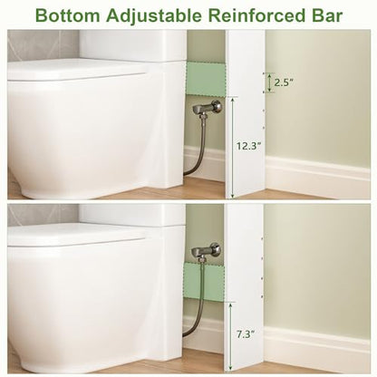 Over The Toilet Storage Cabinet, White | Over Toilet Bathroom Organizer, Freestanding Bathroom Cabinet Over Toilet with Double Doors and Adjustable Shelf
