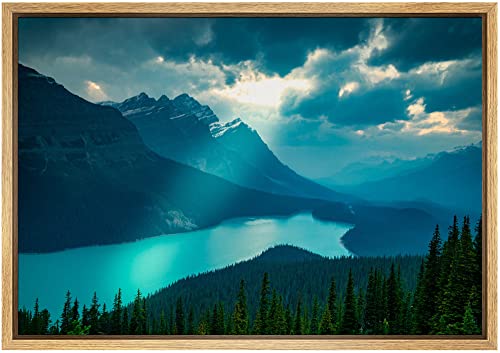 SIGNWIN Framed Canvas Wall Art Sunrise in Peyto Lake - Alberta Canada Landscape Wilderness Photography Modern Art Contemporary Scenic Dramatic for Living Room, Bedroom, Office - 16"x24" Natural - color: B10-2103-spl08, size: 24"L x 16"W