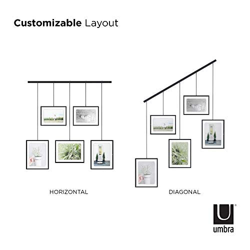 Umbra Exhibit Picture Frame Set, Adjustable Wall Mount, Set of 5, Black | Steel construction, customizable layout, damage-free hanging, fits 4x6 and 5x7 photos, includes mounting hardware - color: Black, size: Set of 5, style: 5-Opening