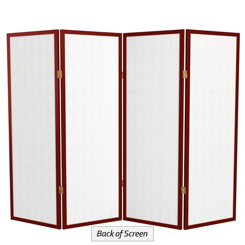 4 ft. Short Window Pane Shoji Screen - Rosewood - 4 Panels - color: Rosewood, size: 4 Panels