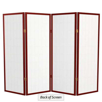 4 ft. Short Window Pane Shoji Screen - Rosewood - 4 Panels - color: Rosewood, size: 4 Panels