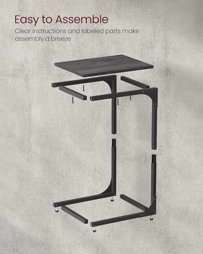 VASAGLE C-Shaped End Table, Small Sofa Side Table with Metal Frame | for Couch, Living Room, Bedroom, Bedside, Misty Gray and Black, BARNET Collection ULET350B68 - color: Misty Gray + Black