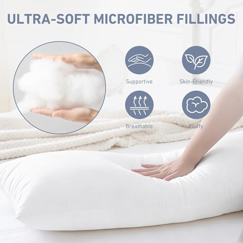 Leeden 14x22 Pillow Inserts Pack of 2, Fluffy Lumbar Throw Pillow Inserts, Soft Rectangle Decorative Throw Pillows for Sofa Bed White Pillows - size: 14x22 Inch