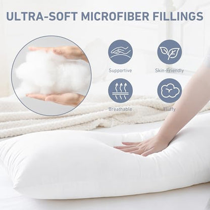 Leeden 14x22 Pillow Inserts Pack of 2, Fluffy Lumbar Throw Pillow Inserts, Soft Rectangle Decorative Throw Pillows for Sofa Bed White Pillows - size: 14x22 Inch