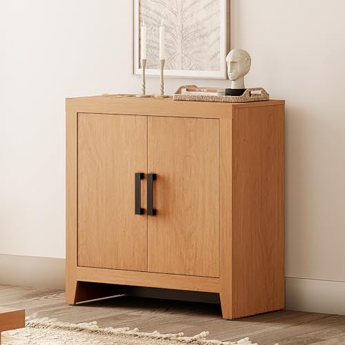 WAMPAT Buffet Cabinet with Storage, Kitchen Sideboard Cabinet with Door and Adjustable Shelf, Modern Farmhouse Credenza Wood Coffee Bar Table for Kitchen, Dining Room, Living Room, Mocha - color: Mocha