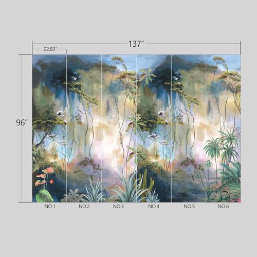 Abstract Tropical Landscape Oil Painting wall Mural Peel and Stick Wallpaper for Bedroom Living Room - 96"x137" - color: B20, size: 96"x137"