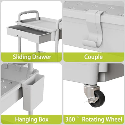 Sorgion 3 Tier Rolling Cart Organizer,Laundry Room Bathroom Organizers and Storage Office Shelves Mobile Shelving Unit Kitchen Trolley Cart with Wheels for Art,Craft,Diaper,Bedside,Snack(Grey) - size: 3Tier-Grey