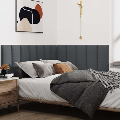 IFNOW Wall Mounted Headboard, Peel and Stick Panels, Black, Queen | 3D Soundproof Acoustic Padding, Reusable and Removable, Tufted fabric Bed Headboard, for bedroom (6 Panels, 10" x 24") - color: Fabric-black, size: Twin