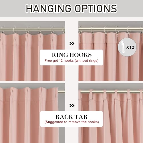 Baby Pink Pinch Pleated Blackout Curtains with Hooks - 84 inch Length Room Darkening Thermal Insulated Window Curtain Panels for Living Room Bedroom 2 Panel 40" Wx84 L - color: Baby Pink, size: 40"W x 84"L (Pack of 2)