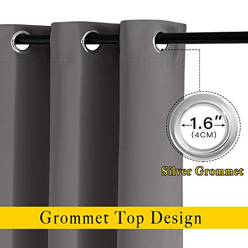 NICETOWN Grey Room Darkening Curtains Blackout 40 inch Curtains for Kitchen, Grommet Solid Window Treatments Sound Reducing for Bedroom, 2 Panels, W37 x L40, 2 Panels - color: Grey, size: 37"W x 40"L (Pack of 2)