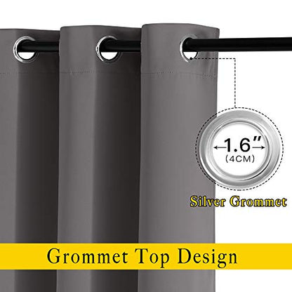 NICETOWN Blackout Cafe Curtains 50 inches Long - Triple Weave Grommet Top Thermal Insulated Light Blocking Panels for Bathroom/Kitchen, Grey, W34 x L50, Set of 2 - color: Grey, size: 34"W x 50"L (Pack of 2)