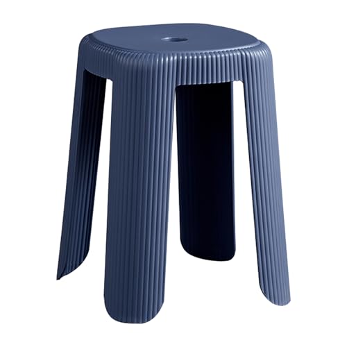 Stackable Round Stools, Space-Saving Plastic Chairs,Family Gathering, Backless Space Saving Vanity Chair for Bedroom Dining Room Living Room,Blue - color: Blue