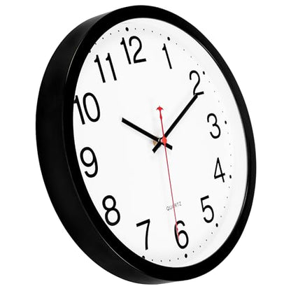 Foxtop 14 Inch Wall Clock Modern Silent Non-Ticking Quartz Battery Operated Round Analog Classic Black Wall Clock for Classroom School Office Living Room Bedroom Home - color: Black, size: 14 Inch - 1 Clock