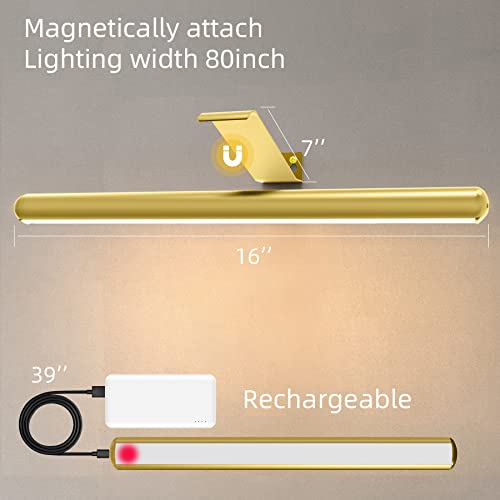 Battery Operated Picture Light Painting Light with Remote, 16'' Wall Art Gallery Display Light,Full Metal Dimmable 300LM Wall Light for Picture Painting Dartboard Gallery Art - color: Gold, size: 16inch Standard 1-Pack