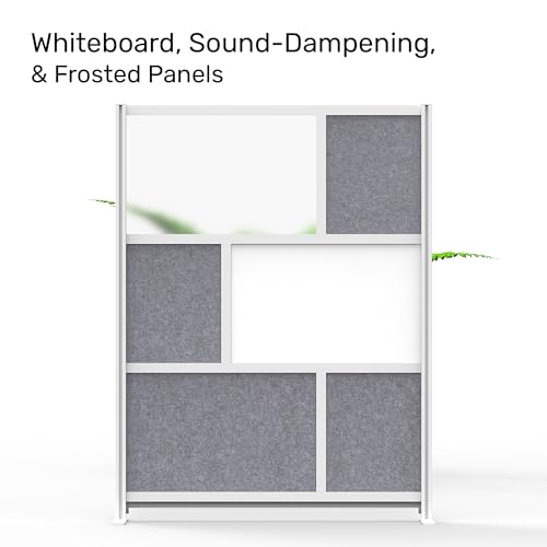 Workflow Modular Wall | Room Divider with Whiteboard, Sound Dampening, & Frosted Acrylic Panels | Expandable Office Partition for Privacy & Stability (53" x 70") - size: 53" x 70"