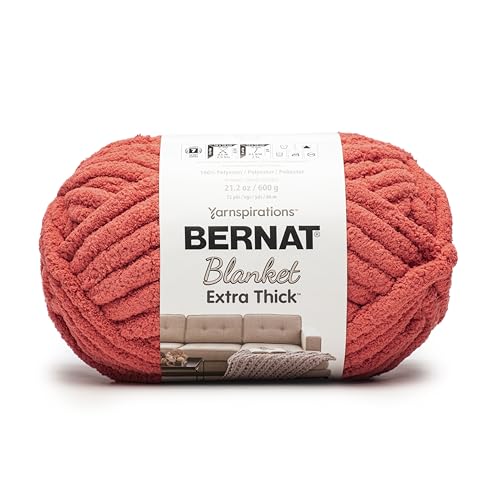 Bernat Blanket Extra Thick Brick Red Yarn - 1 Pack of 21.12oz/598.74g - 100% Polyester - #7 Jumbo - 72 Yards - Chunky Yarn for Hand Knitting, Crocheting, Crafts & Amigurumi - color: Brick Red, size: 1 Pack, style: Extra Thick