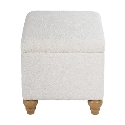 HomePop 22" Medium Rectangular Storage Ottoman - Cream Boucle - color: Cream Boucle