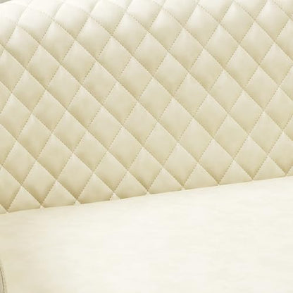 KINWELL 50" Faux Leather Loveseat with 2 Swivel Barrel Accent Chairs, Cream | PU Upholstered Tufted Minimalist 2-Seater Couch Sofa and Set of 2 Vegan Leather Swivel Armchairs for Small Spaces Apartment - color: Cream, style: 2 Chairs + Loveseat