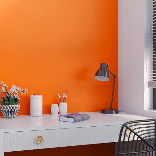 Livelynine 24x394in Orange Contact Paper Peel and Stick for Cabinets Classroom Desk Colored Orange Wall Paper for Bedroom Kids Boys Bathroom Colorful Removable Vinyl Decorative Funky Wallpaper Retro - color: Orange, size: 24" x 394"
