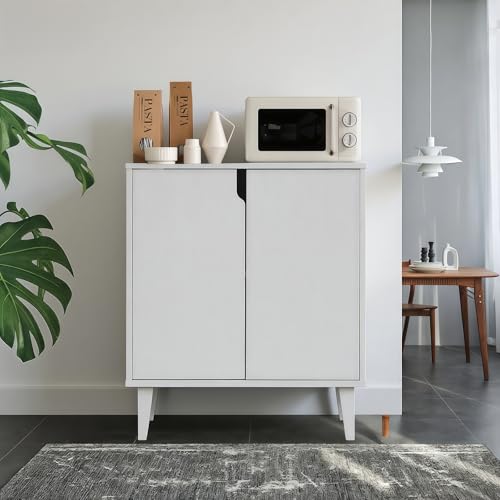 Panana White Coffee Bar Cabinet, Farmhouse Kitchen Sideboard Buffet Storage Cabinet White Accent Sideboard Buffet Cabinet for Kitchen, Dining Room, Living Room, Hallway