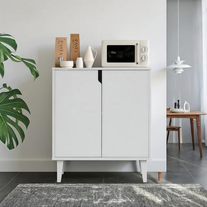 Panana White Coffee Bar Cabinet, Farmhouse Kitchen Sideboard Buffet Storage Cabinet White Accent Sideboard Buffet Cabinet for Kitchen, Dining Room, Living Room, Hallway