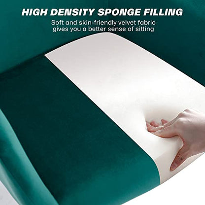 Velvet Makeup Vanity Chair,Home Office Desk Chair with Wheels, Green | Fluffy Swivel Modern Armchair Upholstered Fuzzy Height Adjustable for Teens Women Girls Elegant for Living Room Bedroom - color: Green