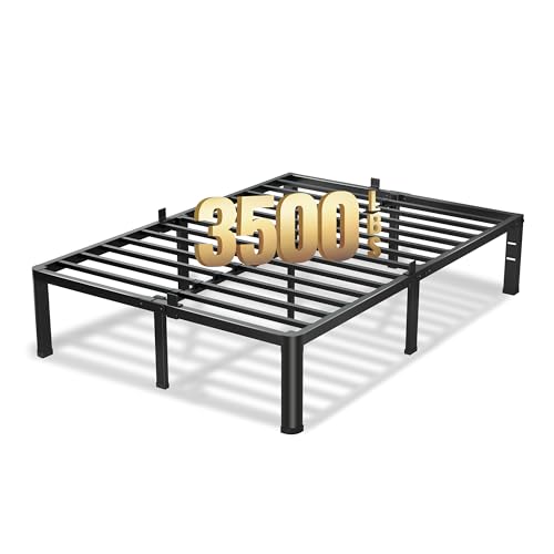 VIPSHOW 18 Inch Queen Bed Frame with Round Corners No Box Spring Needed | 3500lbs Heavy Duty, Under bed storage, 4 mattress stoppers, Headboard holes, Noise-free, Easy assembly & rubber covers - size: Queen, style: 18 Inch