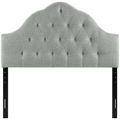 Modway Sovereign Tufted Button Linen Fabric Upholstered Queen Headboard in Gray - color: Gray, size: Queen
