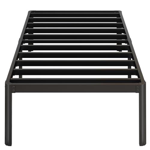 Yicensen 14 Inch Twin Bed Frames Rounded Corner Legs Heavy Duty Platform Twin Metal Bed Frame for Kids, Easy Assembly, Noise Free, No Box Spring Needed, Black. - size: Twin, style: 14 Inch