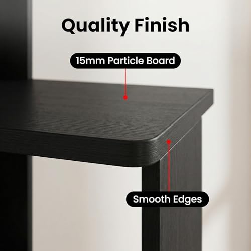 Corner Bookshelf, 5 Tier Tall Corner Bookcase with LED Lights, Freestanding L Shaped Open Display Shelf for Living Room, Bedroom, Home Office (Black) - style: Black-without drawers