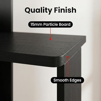 Corner Bookshelf, 5 Tier Tall Corner Bookcase with LED Lights, Freestanding L Shaped Open Display Shelf for Living Room, Bedroom, Home Office (Black) - style: Black-without drawers