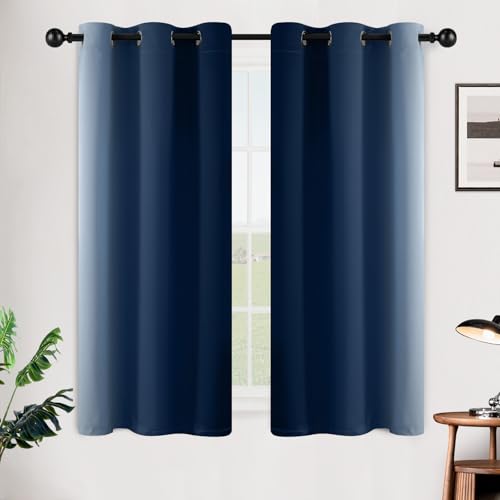 SimpleHome Ombre Blue to Grey White Curtains for Living Room 42Wx54L | Room Darkening Curtains for Bedroom,Gradient Light Blocking Curtain,Thermal Insulated Grommet Window Drapes,2 Panels,54 Inch - color: Blue, size: 42"W x 54"L (Pack of 2)