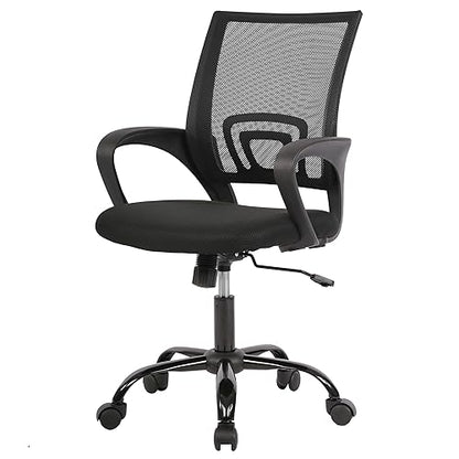 PayLessHere Office Chair | Black | with Lumbar Support, Adjustable Height | Ergonomic Armrests, 360 Swivel Base & Smooth Casters | Computer Chair for Office, Home, Conference Rooms | Pack of 1 - color: Black, style: pack of 1