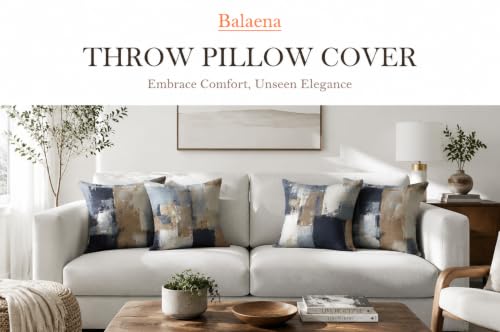 Brown Grey Abstract Throw Pillow Covers 18x18 Set of 4 | Brown, Grey & Taupe Modern‑Art Cushion Cases, neutral aesthetic pillowcases for sofa, bedroom & chair - color: Earth Tone Brown and Blue Grey, size: 18" x 18" (Pack of 4)