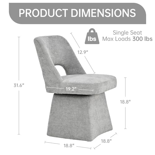 VKNOW Upholstered Swivel Dining Chair with Curved Open Back | Modern Dining Room Chairs with Chenille Fabric, Space-saving, Easy Assembly, for Dining Room, Living Room, Bedroom, Gray - color: Grey