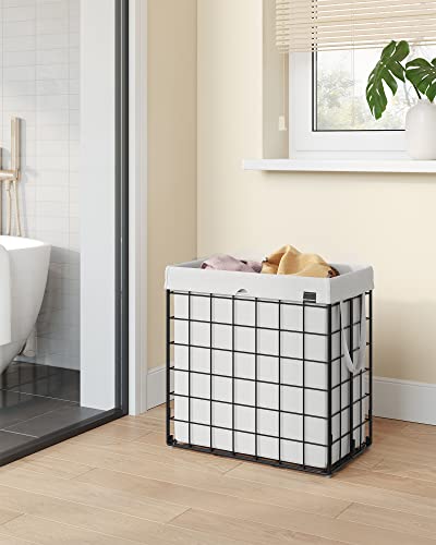 SONGMICS Laundry Hamper, Collapsible, 29 Gal. (110L) | Laundry Basket, Clothes Hamper, White and Black, STOUT Collection ULCB111W01 - color: Cream White, size: 110 L