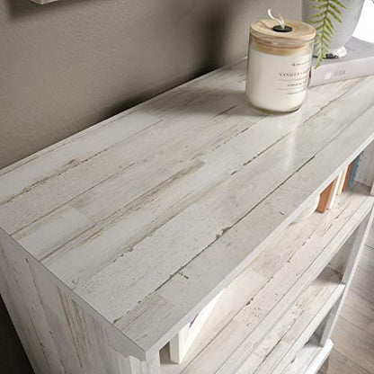 Sauder 3 Tier Book Shelf Wooden Bookcase Multipurpose Bookshelf for Home Office, Living Room, in White Plank - color: White Plank Finish