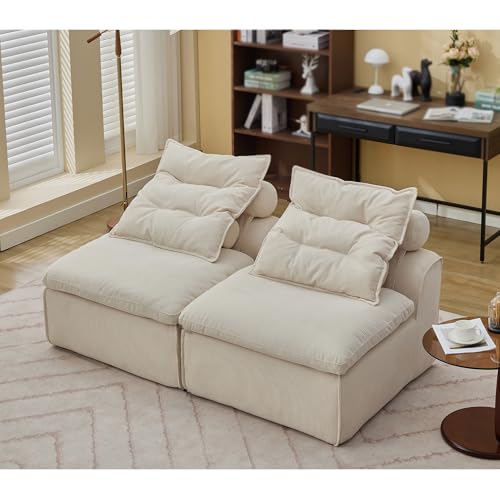 Apartment, Modular Sofa,Chair,2 Seats,Fabric,Upholstered,Soft,Lumbar Pillow, with backrest,Reading Nook, Living Room, Lounge,No Armrests,66 * 37.9 * 33''