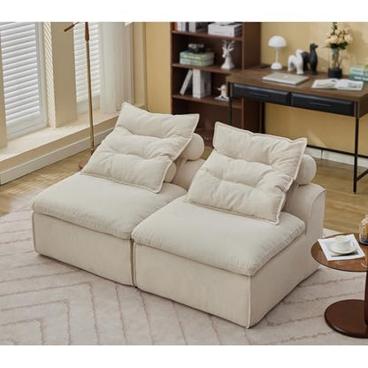 Apartment, Modular Sofa,Chair,2 Seats,Fabric,Upholstered,Soft,Lumbar Pillow, with backrest,Reading Nook, Living Room, Lounge,No Armrests,66 * 37.9 * 33''