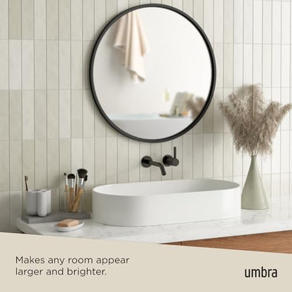 Umbra Hub Round Wall Mirror, Rubber Frame Bathroom Mirror, 24-Inch, Black