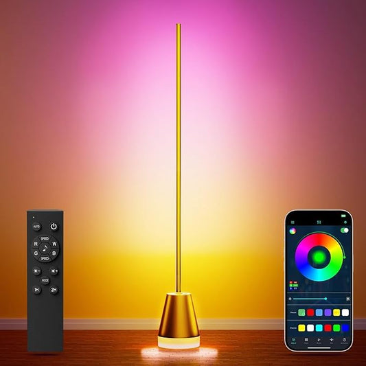 Keepsmile Smart RGB LED Corner Floor Lamp,172 LEDs Bright Standing Lamps for Living Room with APP and Remote,Modern Floor Lamp with Music Sync and 16 Million Colors, Ambient Lighting for Bedroom Gold - color: Gold