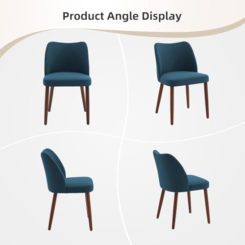 GarveeHome Wooden Dining Chairs Set of 4, Dining Room Chairs with Wood Legs | Upholstered Armless Kitchen Chairs with Back Thick Cushions for Kitchen/Living Room/Restaurant, Tool-Free Assembly, No Wobble - color: Navy Blue